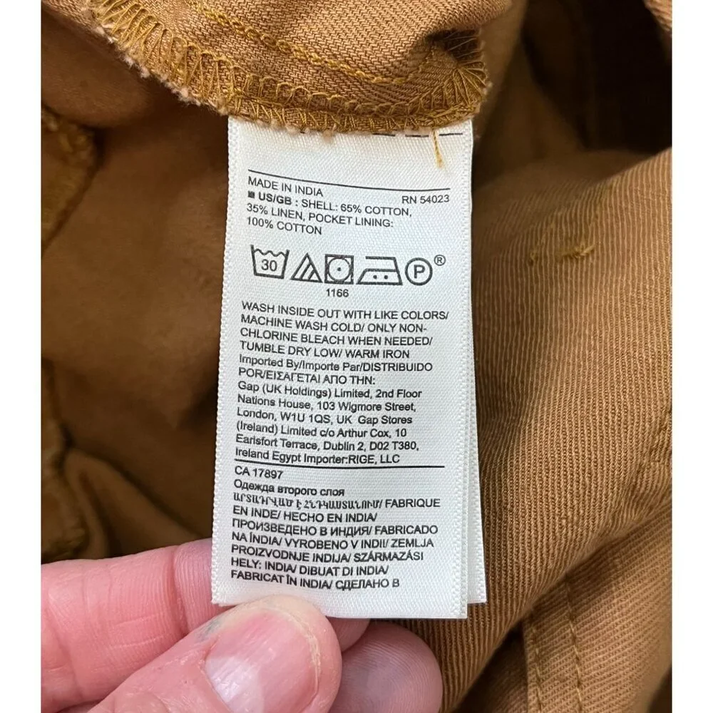 RE/DONE Cotton Linen Utility Boiler Jumpsuit Brown Size 12 Button Front